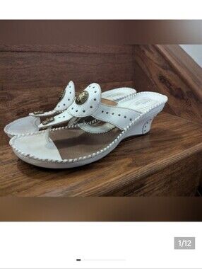 Clarks Shingo Leather Wedge Sandal white, Size 9 Worn Once